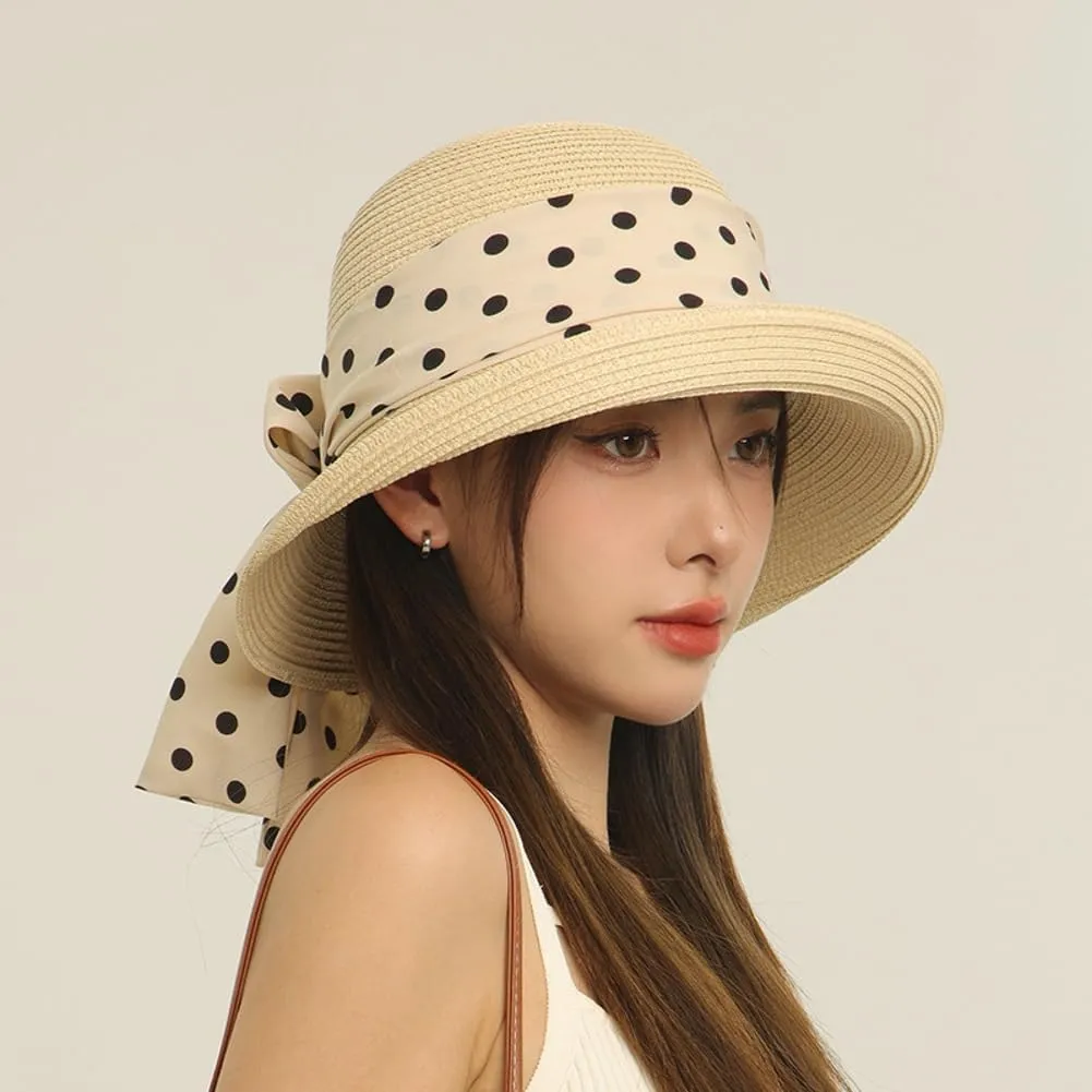Wide Brim Visor Hats for Women Breathable Sun Hat Elegant Bow Hat Summer Straw Hat Beach Hats for Women Vacation Travel Hat