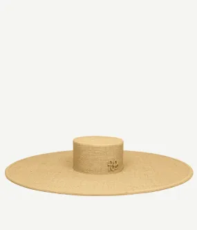 Wide-Brimmed Straw Canotier Hat