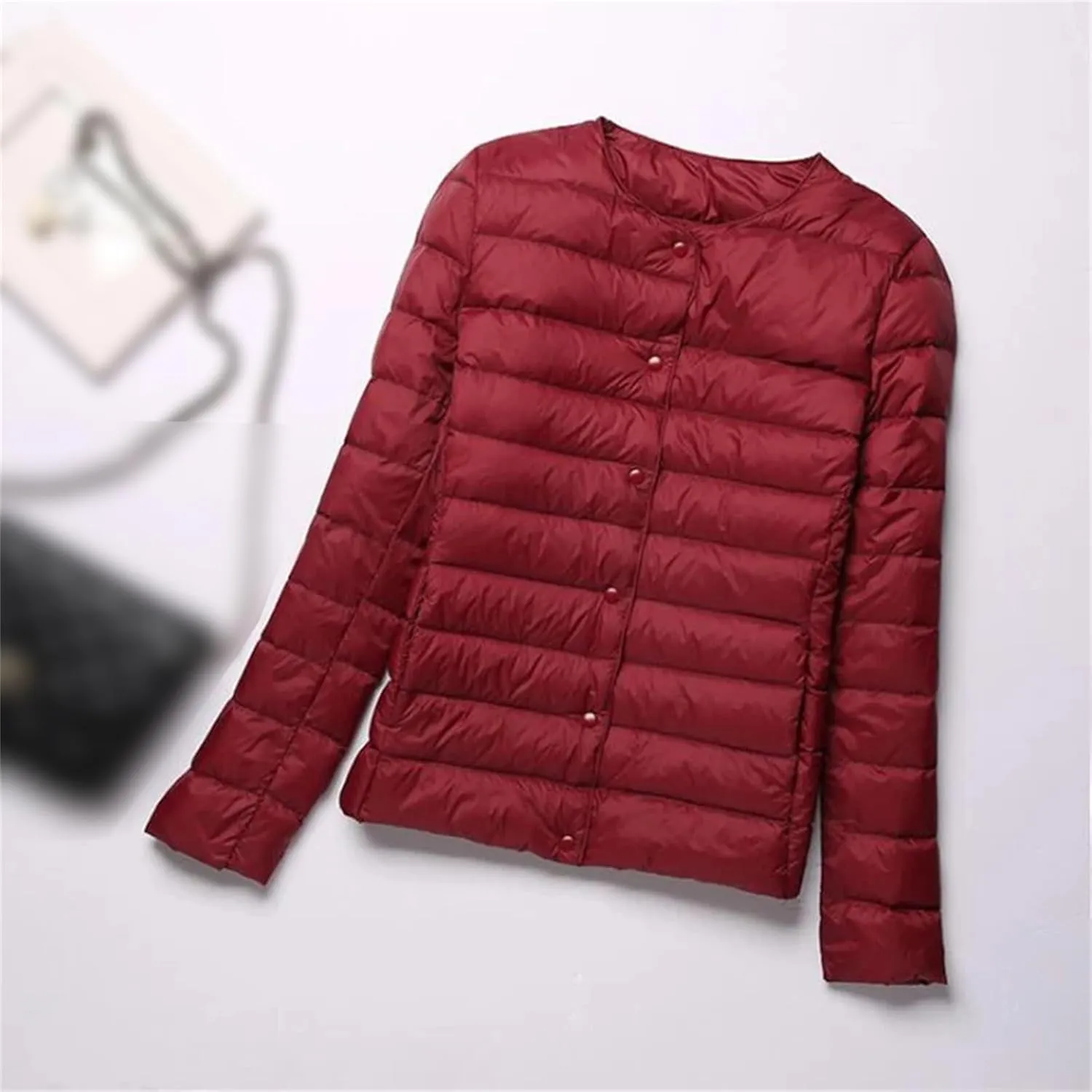 Winter Slim Women Duck Down Jacket Light Short Coat Thin Puffer Jacket Womens Lightweight Coat