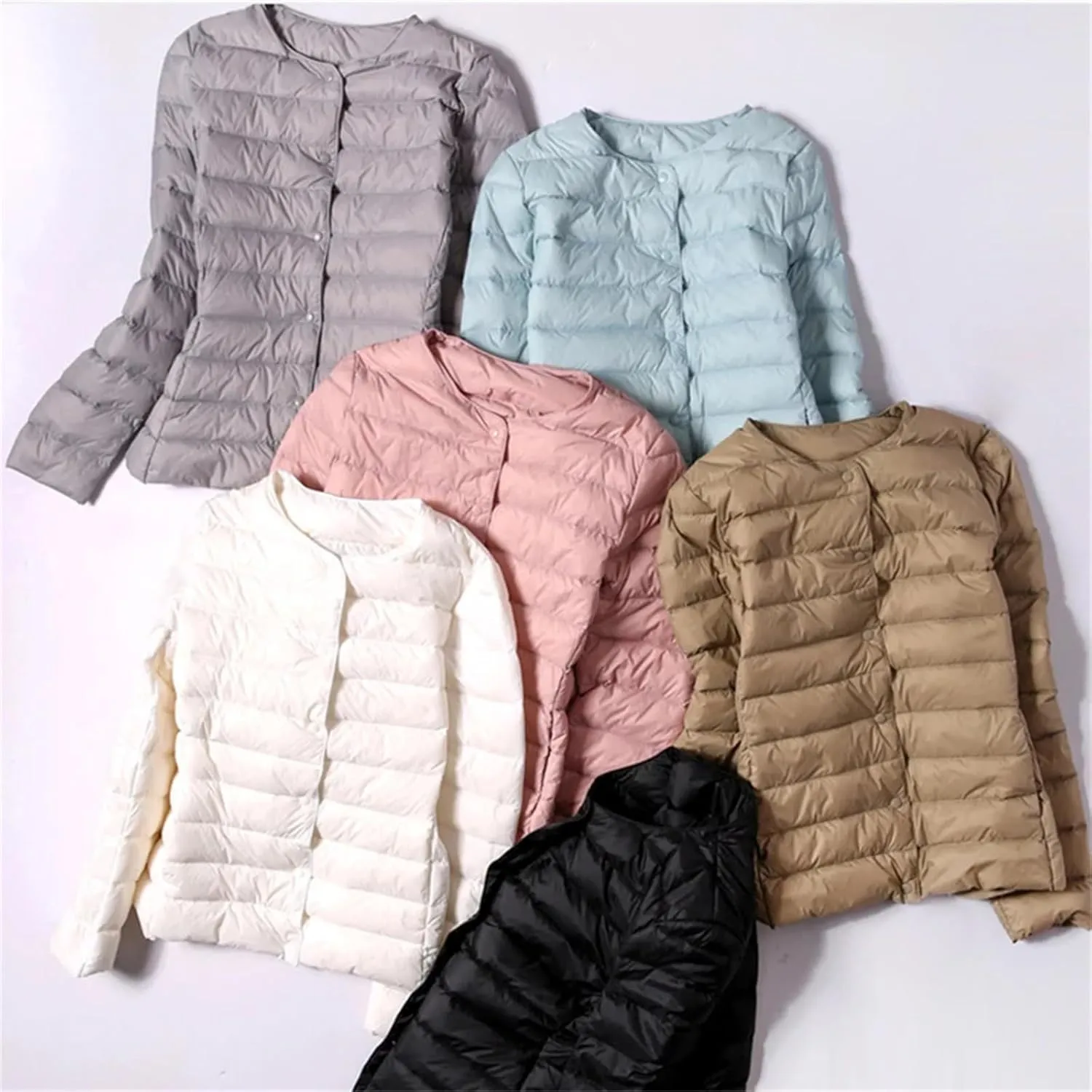 Winter Slim Women Duck Down Jacket Light Short Coat Thin Puffer Jacket Womens Lightweight Coat