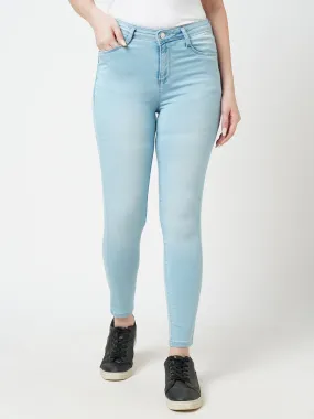 Women Light Blue Mid-Rise Skinny Jeans