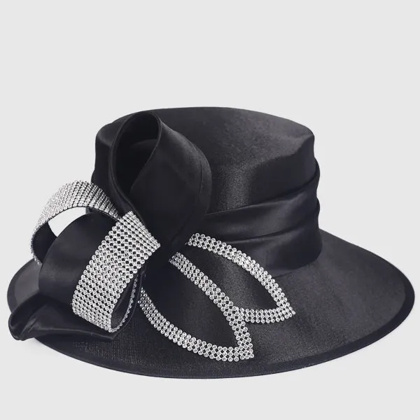 Women Satin Wide Brim Church Hats SD717