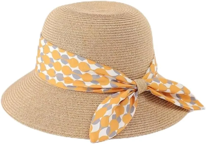Women Straw Sun Hat Summer Wide Brim Hat Travel Floppy Beach Cap Adjustable Sun Hat
