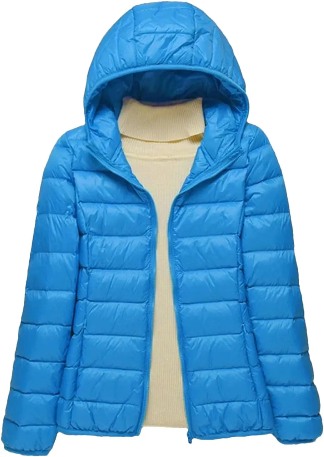 Women Winter Coat Light White Duck Down Jacket Slim Puffer Jackets Portable Windproof Down Coat