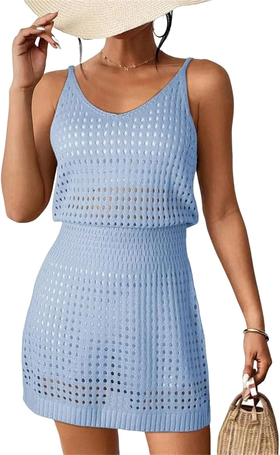 Womens Beach Dress Cover Up Cruise Bathing Suit Crochet Hollow Out Knitted Dress Summer Vacation Outfits Swimsuits
