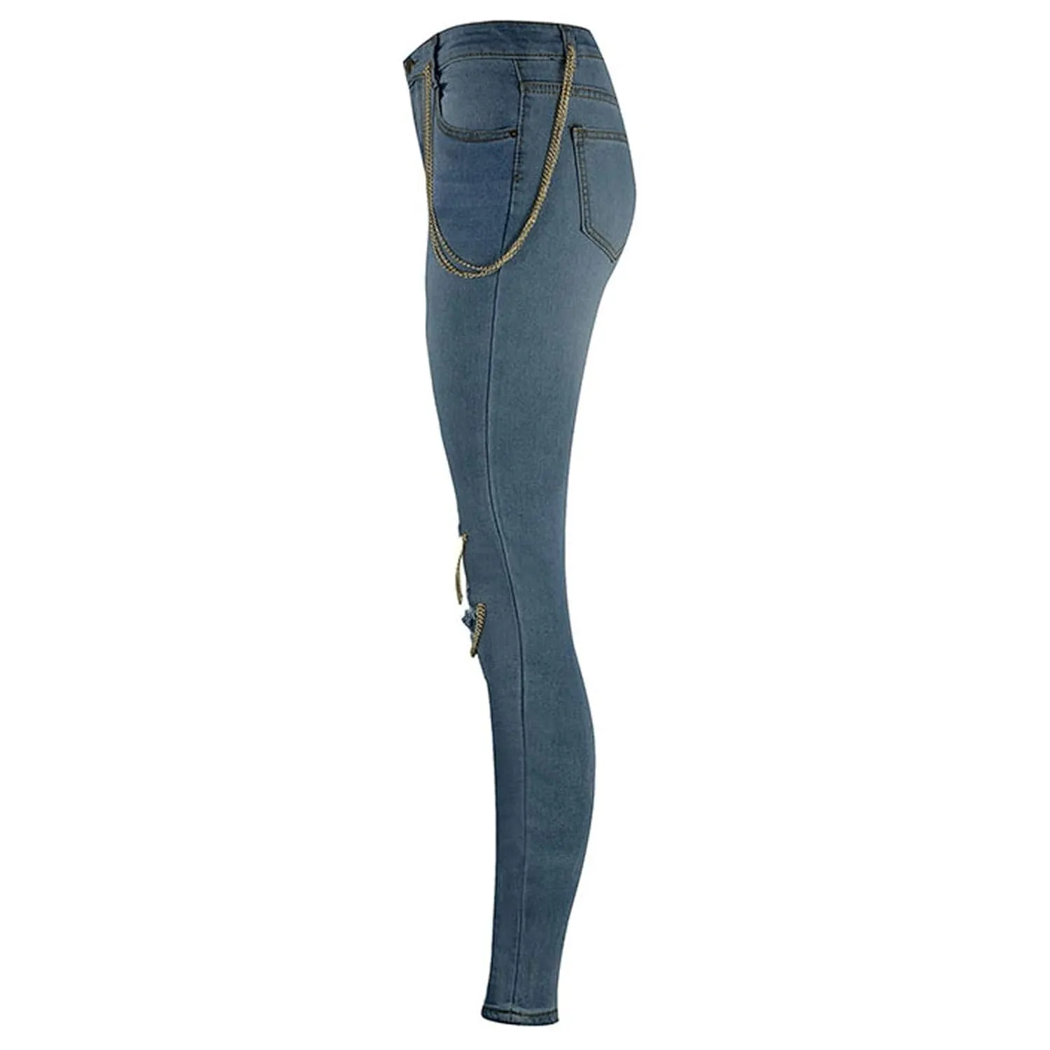 Women's Buttons Fly Distressed Jeans Breasted Skinny Flared Ripped Denim Pants with Pockets Slimming Patch Work Jeans (XX-Large,Light Blue)