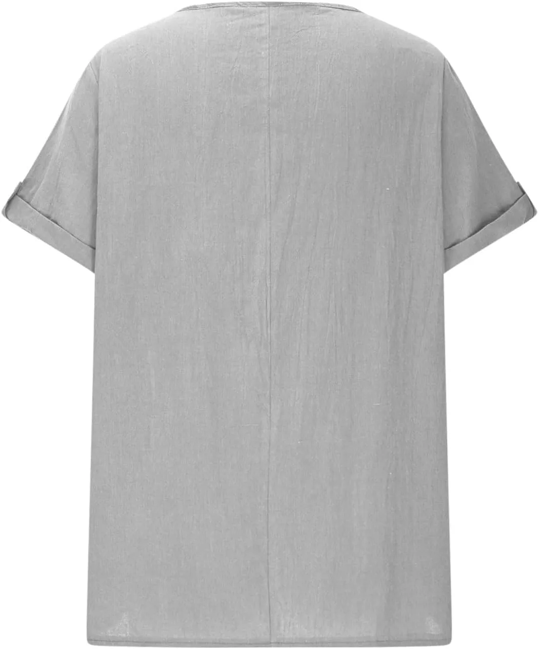 Women's Cotton Linen T Shirts Summer Crew Neck Rolled Short Sleeve Blouses Casual Loose Solid Basic Tunics Tee Tops