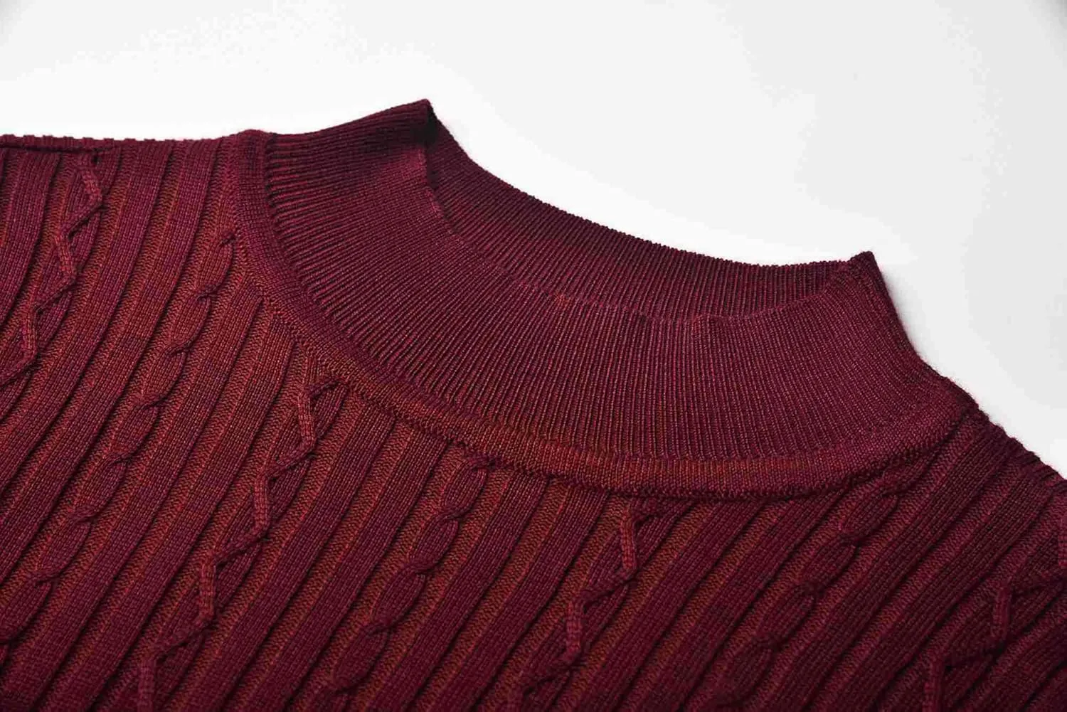 Womens Cute Cropped Sweater Top Cable Knit Mock Neck Pullover Light Weight