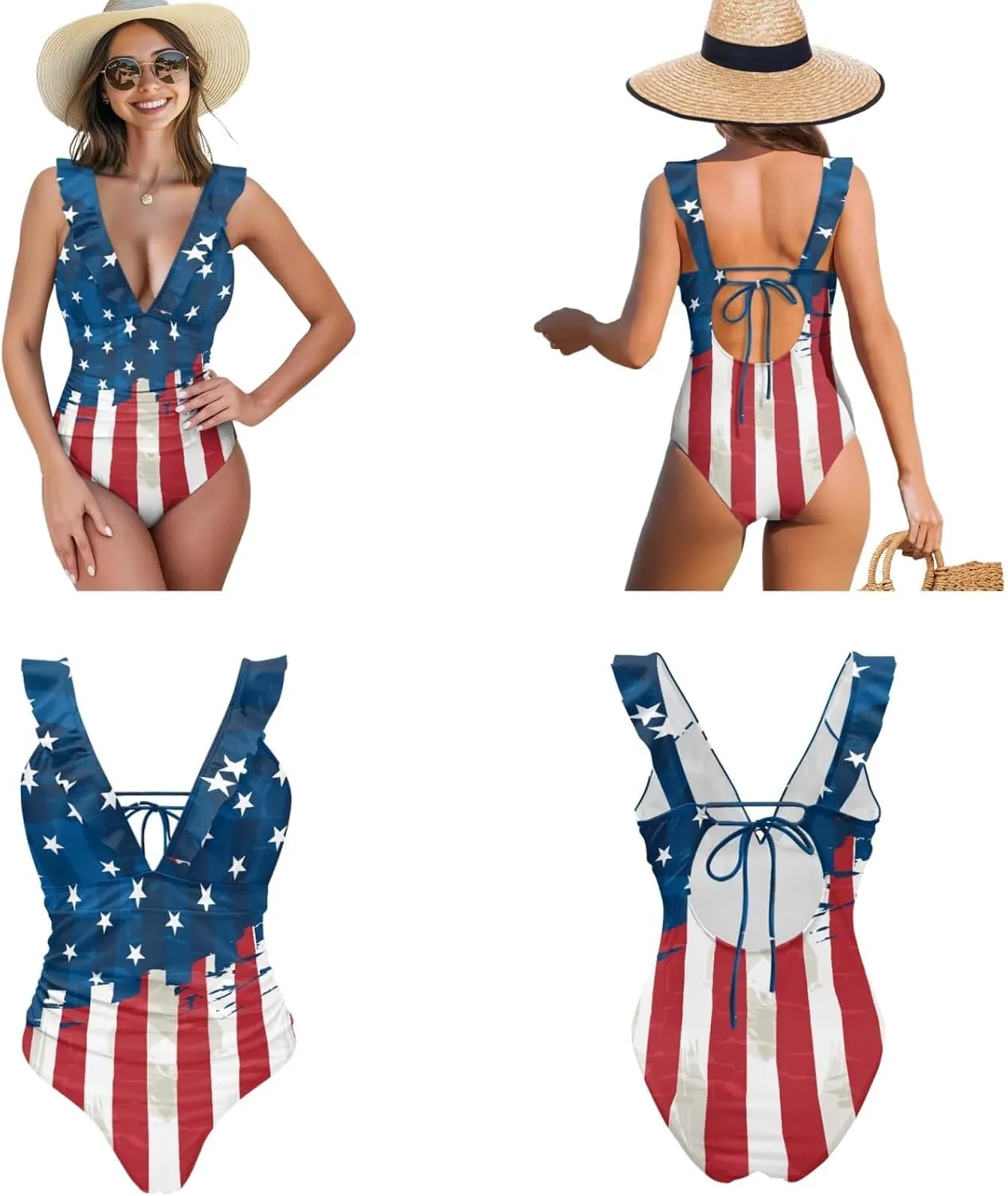 Womens One Piece Swimsuits with Sarong Coverups Ruffled Deep V Neck Bathing Suits with Bikini Cover up Beach Skirt
