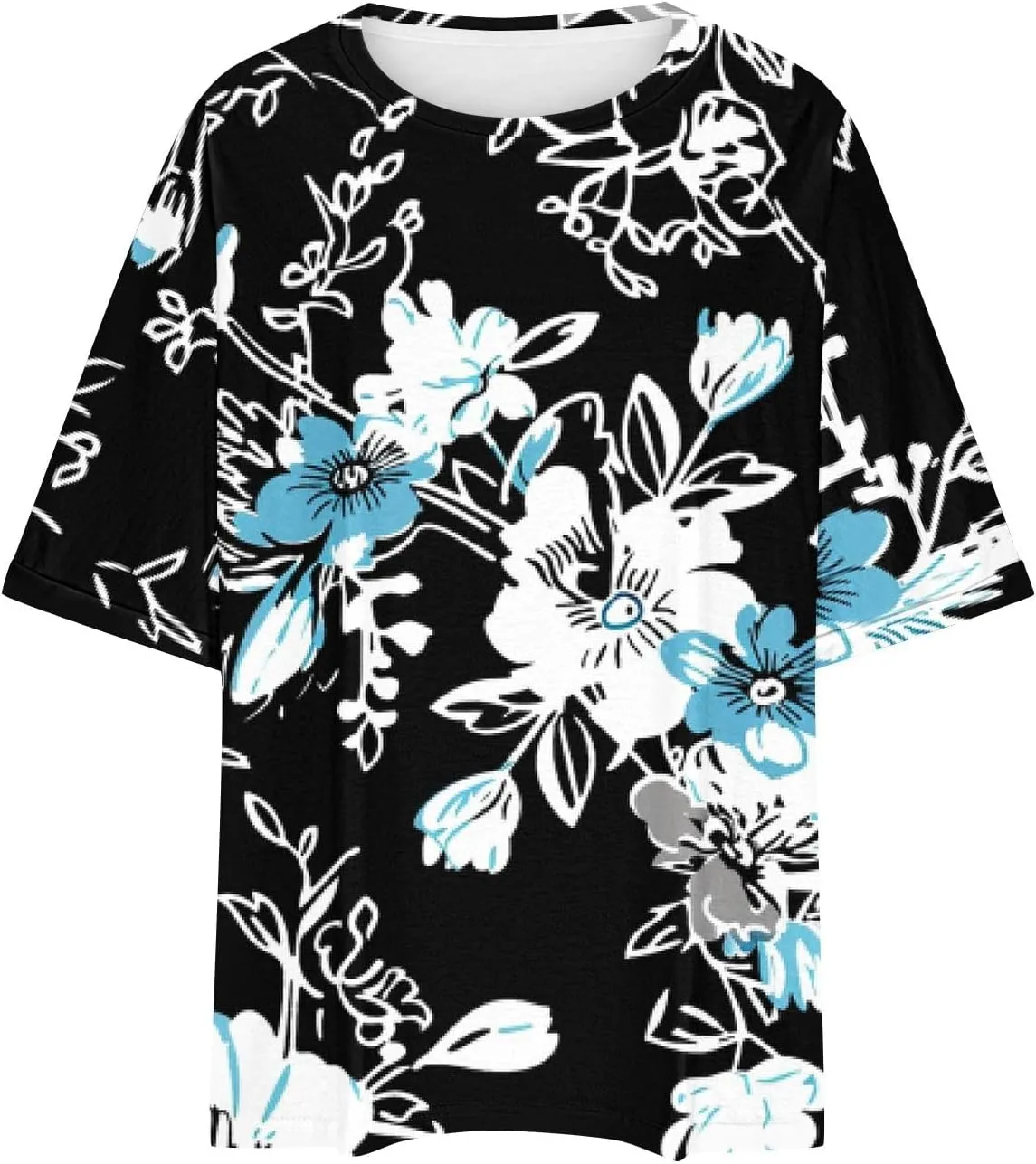 Womens Oversized T Shirts Summer Tops Boho Floral Tees Casual Loose Fit Short Sleeve Tops 2025 Beach Vacation Blouse