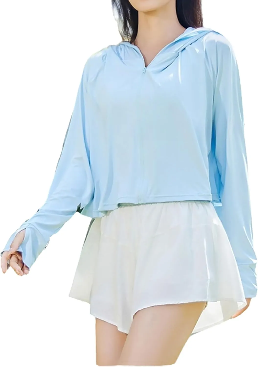 Womens Summer Clothes Swimsuit Coverup Lightweight Sun Protection Shirts Breathable Running Outdoor Cropped Jacket