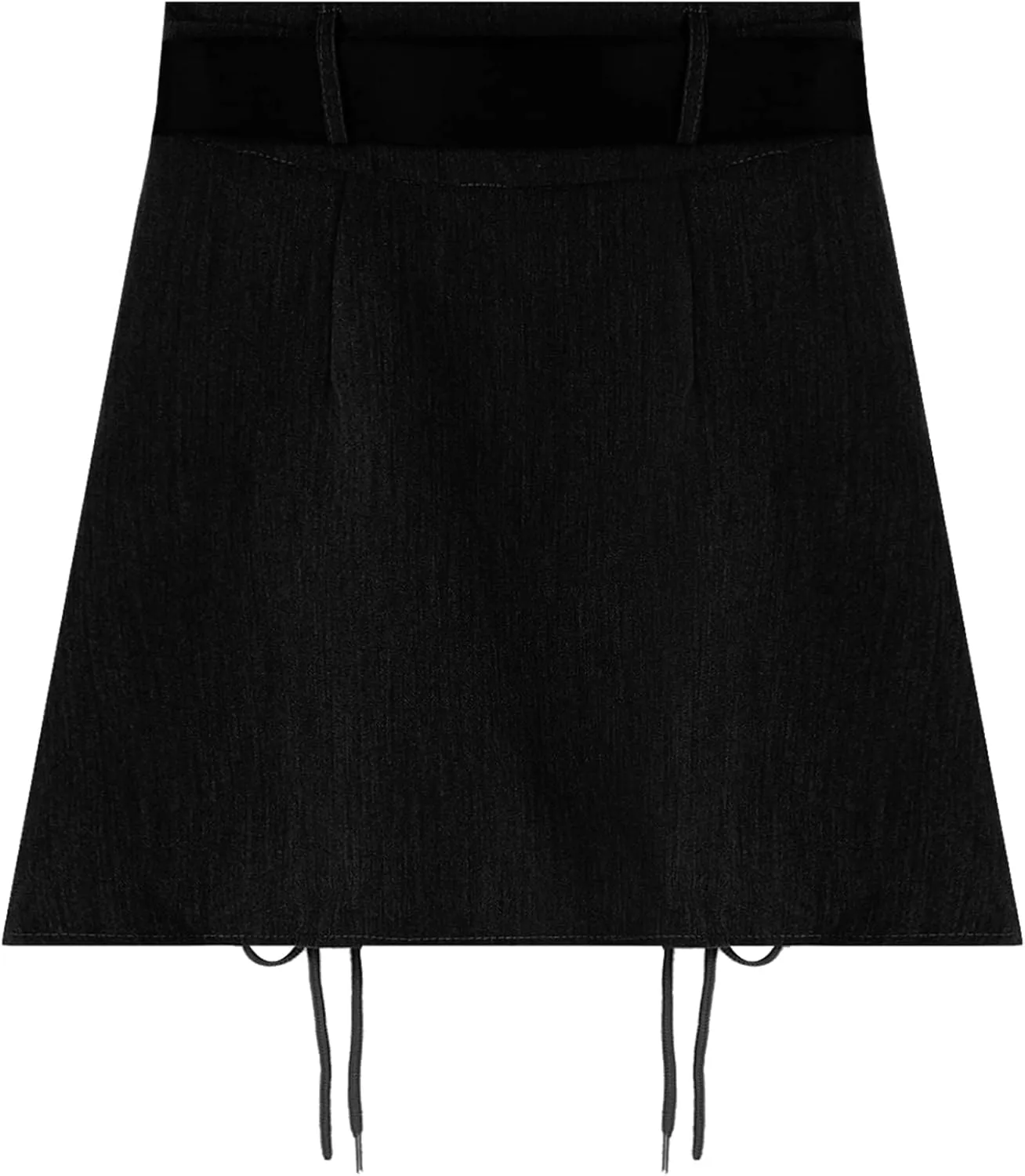 Women's Trendy Pleated Draw String Mini Skirt High Waisted Bodycon Skirts with Adjustable Belt