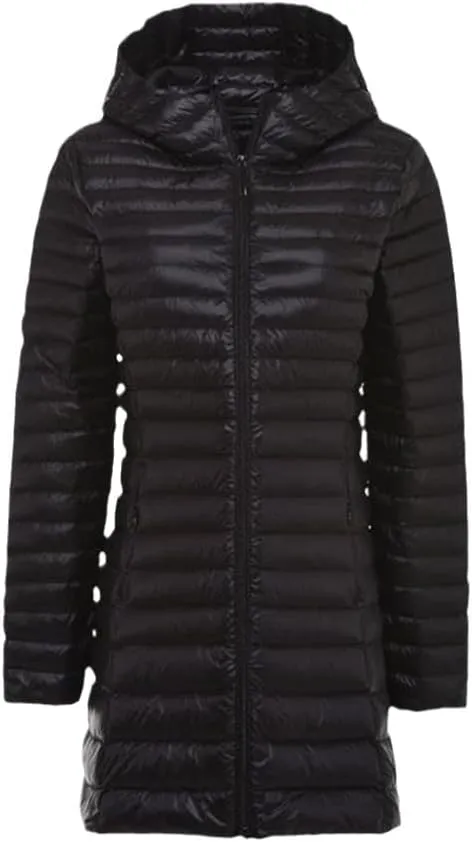 Women's Ultra Light Hooded Down Coat Packable Long-Sleeve Hodded Puffer Jacket