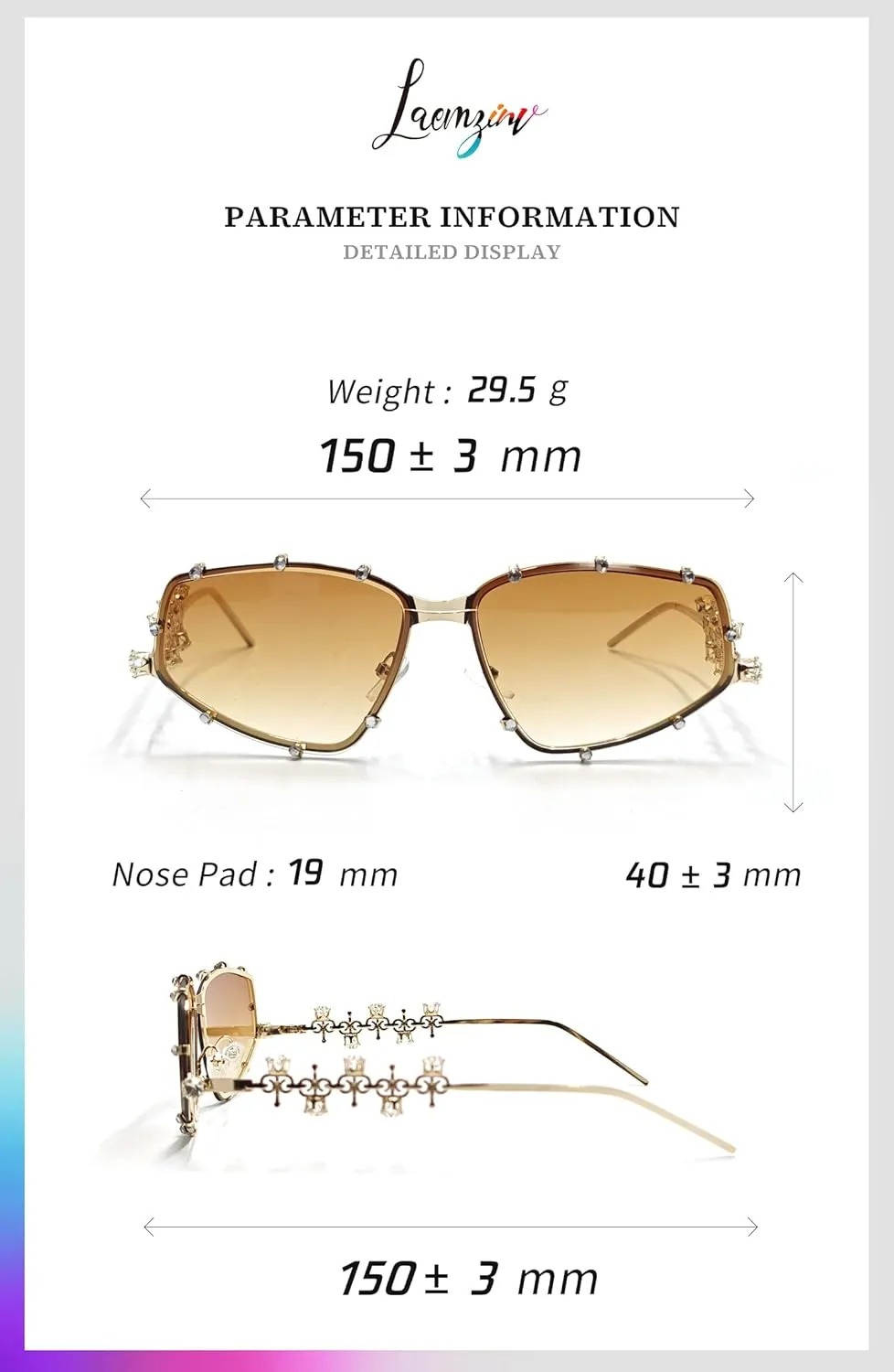 Y2K Futuristic Blue Light glasses for Women, Retro 90s Narrow Rectangle Eyewear with Diamond LA047