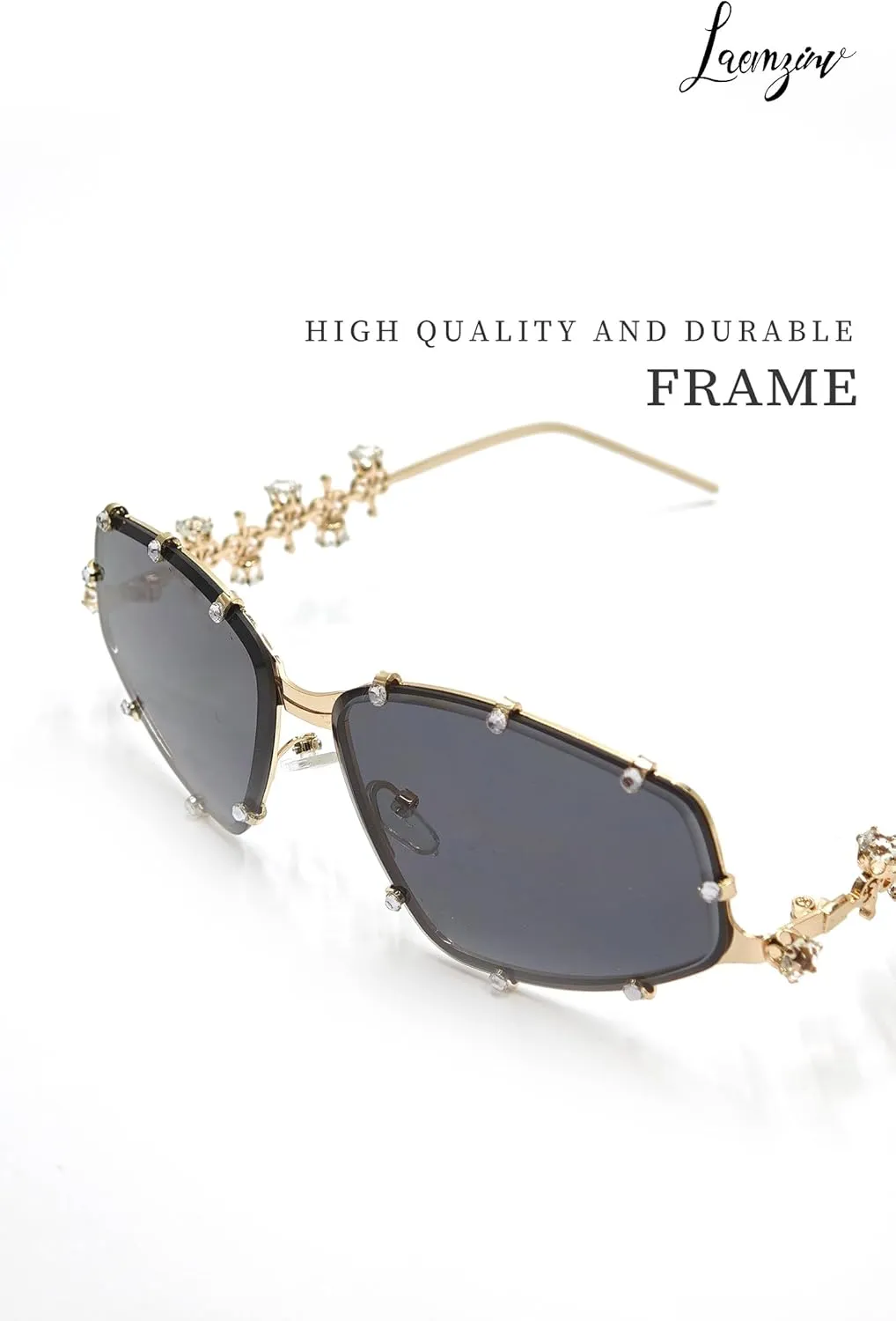 Y2K Futuristic Blue Light glasses for Women, Retro 90s Narrow Rectangle Eyewear with Diamond LA047