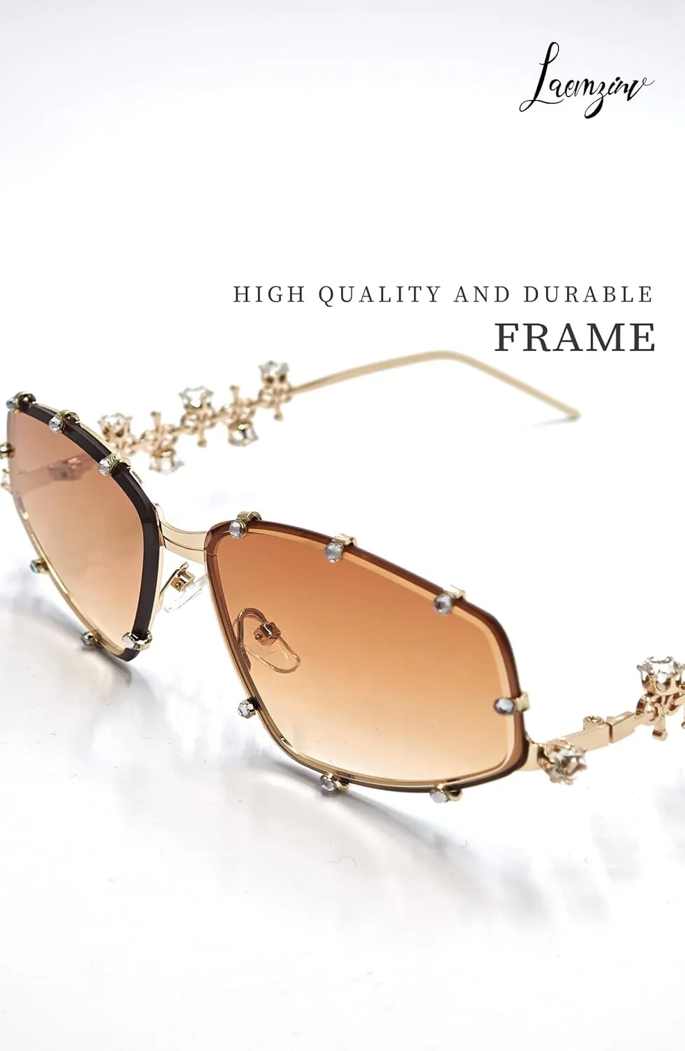 Y2K Futuristic Blue Light glasses for Women, Retro 90s Narrow Rectangle Eyewear with Diamond LA047