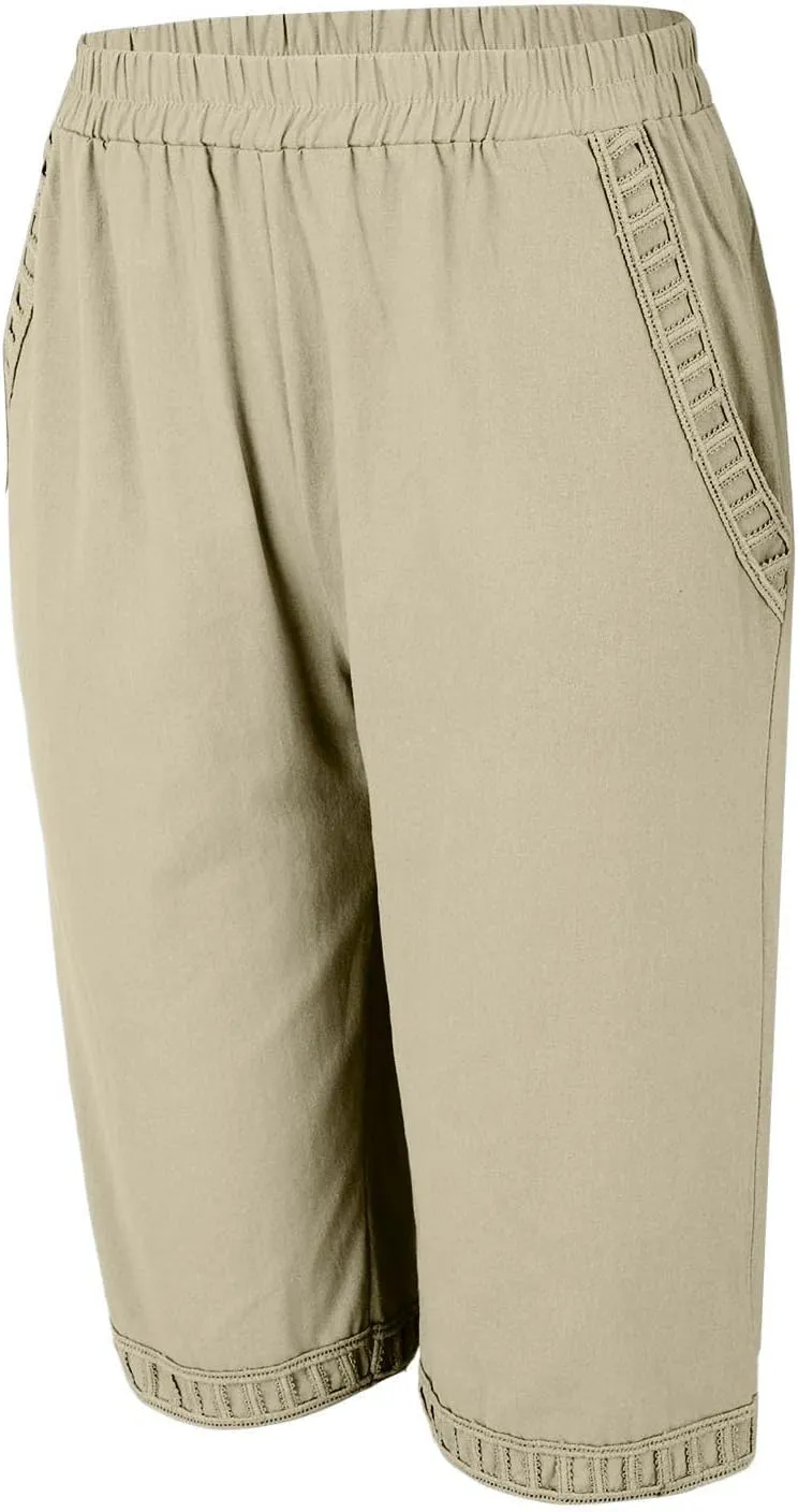 ZYXTIM Linen Shorts for Women 2025 Loose Fit Knee Length Summer Beach Bermuda Short Light Weight Casual Yoga Vacation Pants