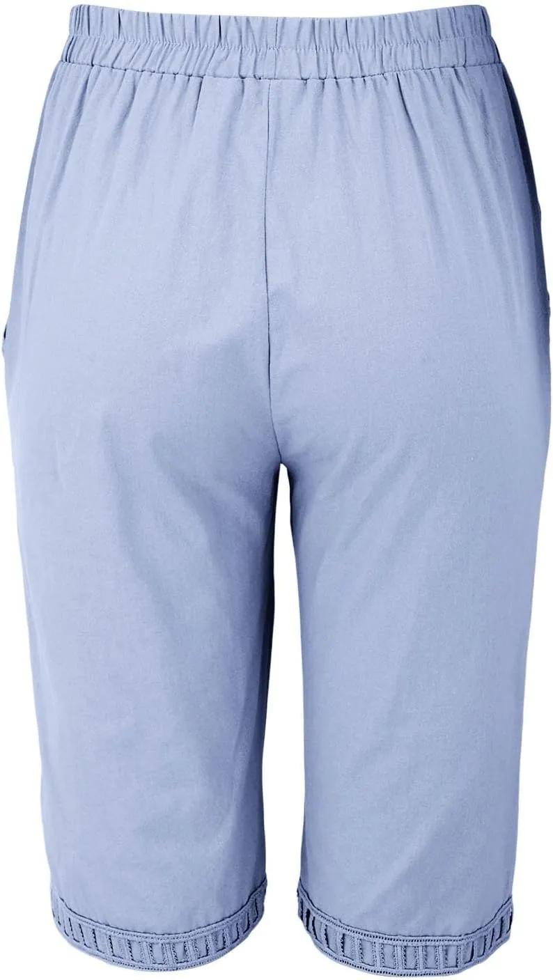 ZYXTIM Linen Shorts for Women 2025 Loose Fit Knee Length Summer Beach Bermuda Short Light Weight Casual Yoga Vacation Pants