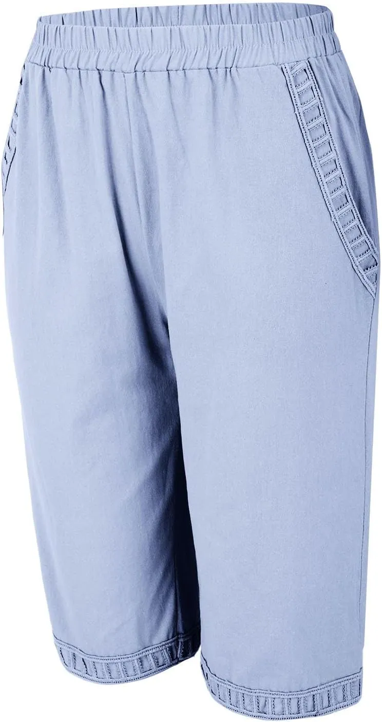ZYXTIM Linen Shorts for Women 2025 Loose Fit Knee Length Summer Beach Bermuda Short Light Weight Casual Yoga Vacation Pants